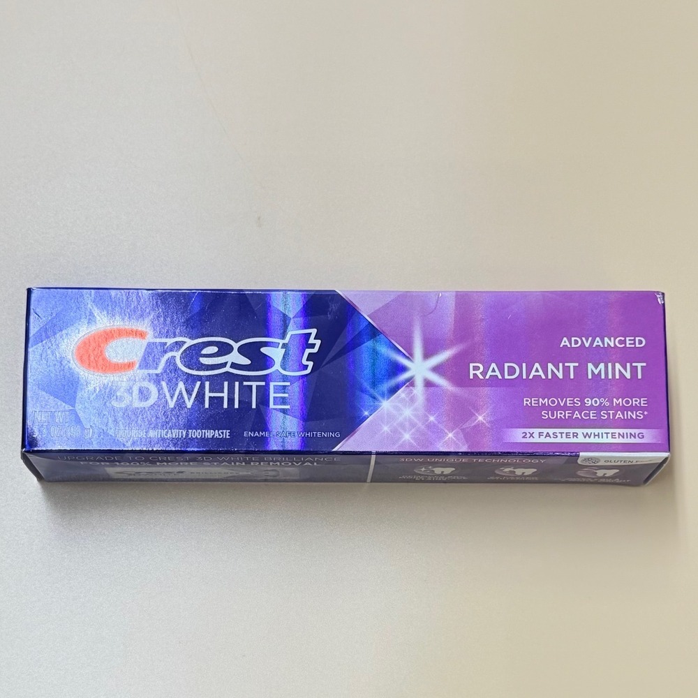 Crest 3D White Advanced Radiant Mint Whitening Toothpaste 3.3 oz Tube